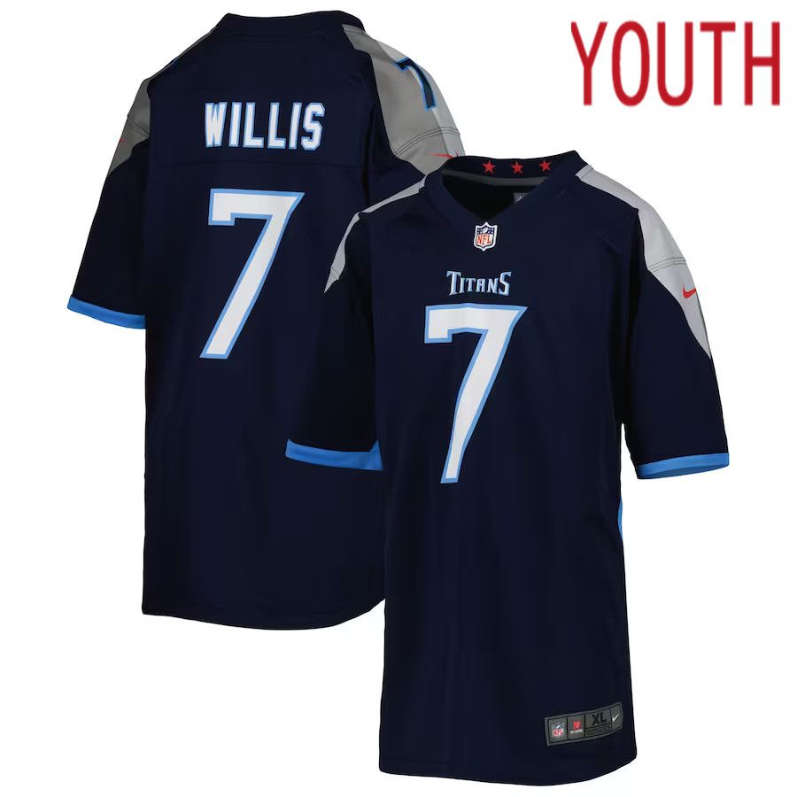 Youth Tennessee Titans 7 Malik Willis Nike Navy Game NFL Jersey